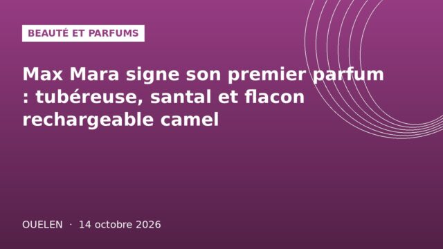 img1 Illustration graphique violet : lancement du premier parfum Max Mara Le Parfum, Ouelen 14 octobre 2026