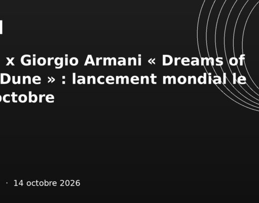 Kith x Giorgio Armani « Dreams of the Dune » : lancement mondial le 16 octobre Illustration graphique noire : collaboration mode Kith x Giorgio Armani Dreams of the Dune, Ouelen 14 octobre 2026