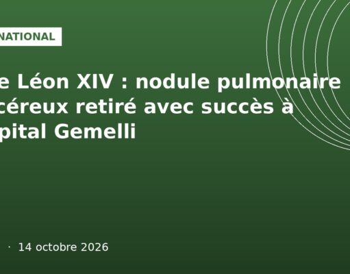 Pape Léon XIV : nodule pulmonaire cancéreux retiré avec succès à l’hôpital Gemelli Illustration graphique verte internationale : opération du pape Léon XIV à l'hôpital Gemelli, Ouelen 14 octobre 2026