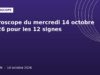 Horoscope du mercredi 14 octobre 2026 pour les 12 signes Illustration graphique violette horoscope : horoscope du mercredi 14 octobre 2026 pour les 12 signes