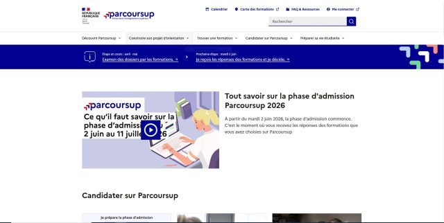Page d’accueil de la plateforme Parcoursup (capture d’écran d’illustration) Page d’accueil de la plateforme Parcoursup (capture d’écran d’illustration)