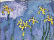 « Iris » de Monet adjugé 43 millions d’euros chez Sotheby’s : le tableau le plus cher jamais vendu aux enchères en France « Iris jaunes au nuage rose », une autre toile de Claude Monet peinte à Giverny (illustration, différente du tableau vendu)