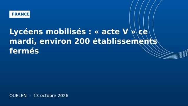Lycéens mobilisés : « acte V » ce mardi, environ 200 établissements fermés