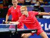 Tennis de table : Félix Lebrun sacré champion d’Europe en simple au bout d’une finale en sept manches, il succède à son frère Alexis Félix Lebrun, ici en double aux côtés de son frère Alexis lors des championnats d'Europe 2022 à Munich