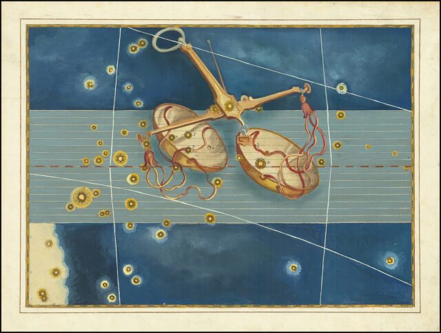 La constellation de la Balance dans l'atlas céleste Uranometria de Johann Bayer La constellation de la Balance dans l'atlas céleste Uranometria de Johann Bayer