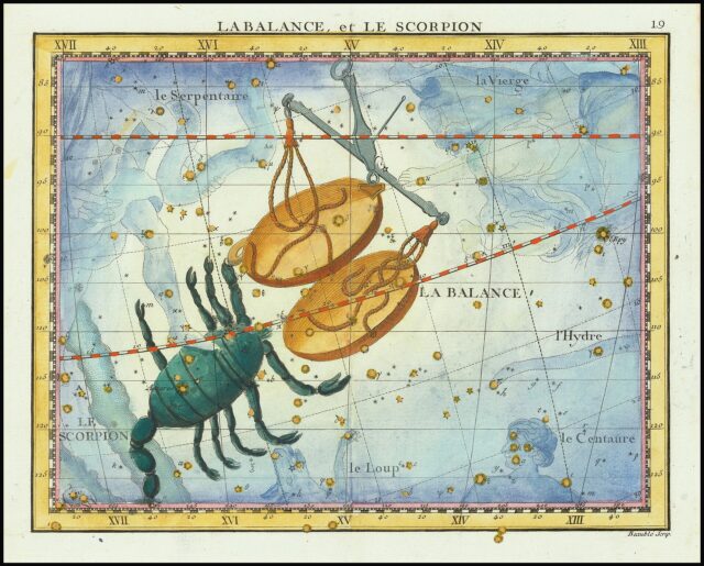 Les constellations de la Balance et du Scorpion dans l'atlas céleste de John Flamsteed (édition de 1776)